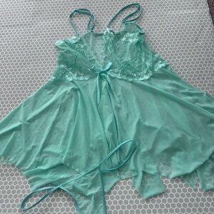 Avidlove Mint Green Night Slip w Lace and Thong Panties to Match

Size XXL